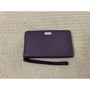 Kate Spade Plum Purple Saffiano Zip Around Continental Leather Wallet